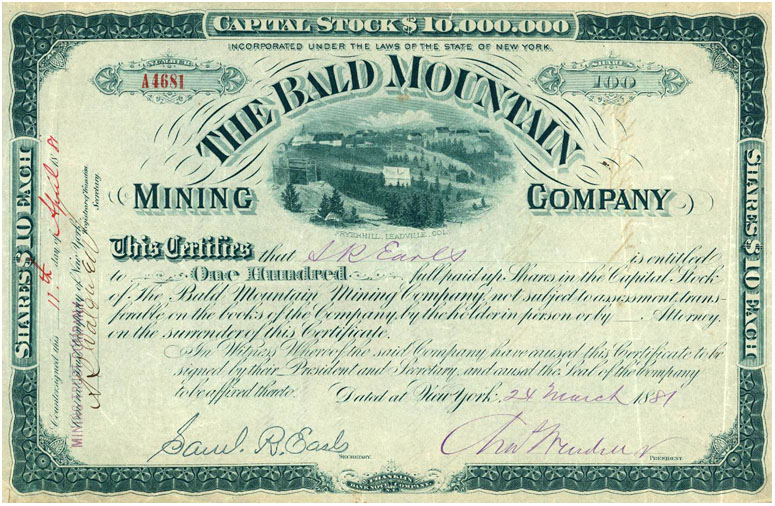 Archivo Historico Minero Acción minera de la Bald Mountain Mining