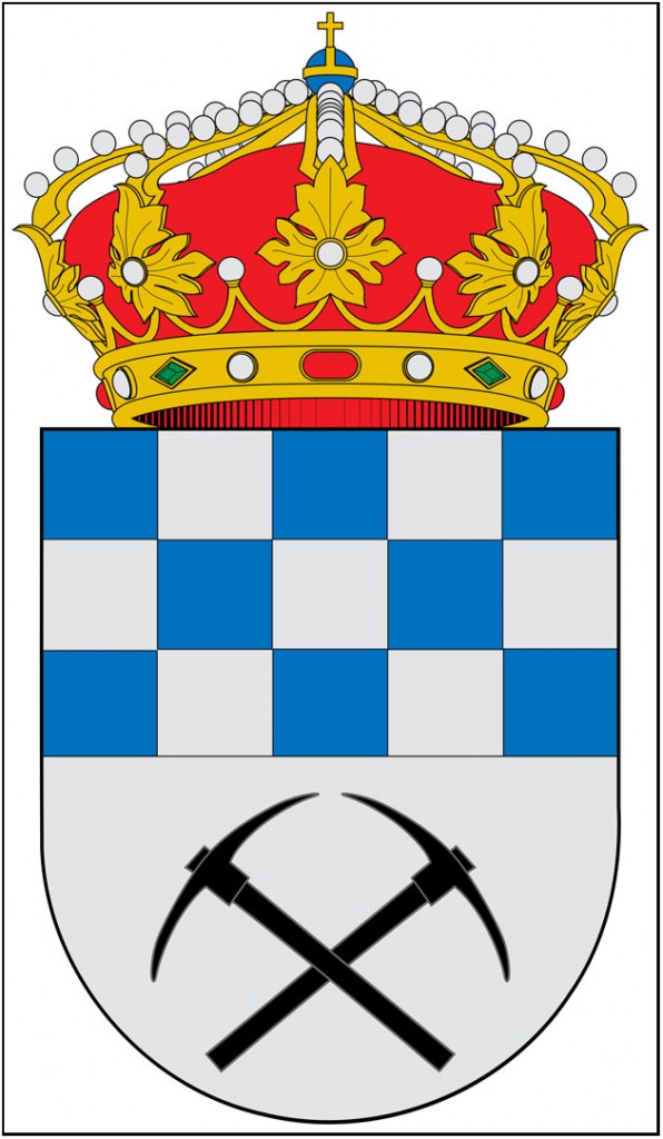 Escudo, con diversos motivos mineros, del municipio de Fabero, Le&oacute;n, Espa&ntilde;a.