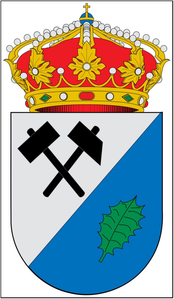 Escudo, con diversos motivos mineros, del municipio de Ig&uuml;e&ntilde;a, Le&oacute;n, Espa&ntilde;a.