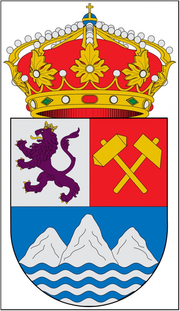 Escudo, con diversos motivos mineros, del municipio de Matallana de Tor&iacute;o, Le&oacute;n, Espa&ntilde;a.