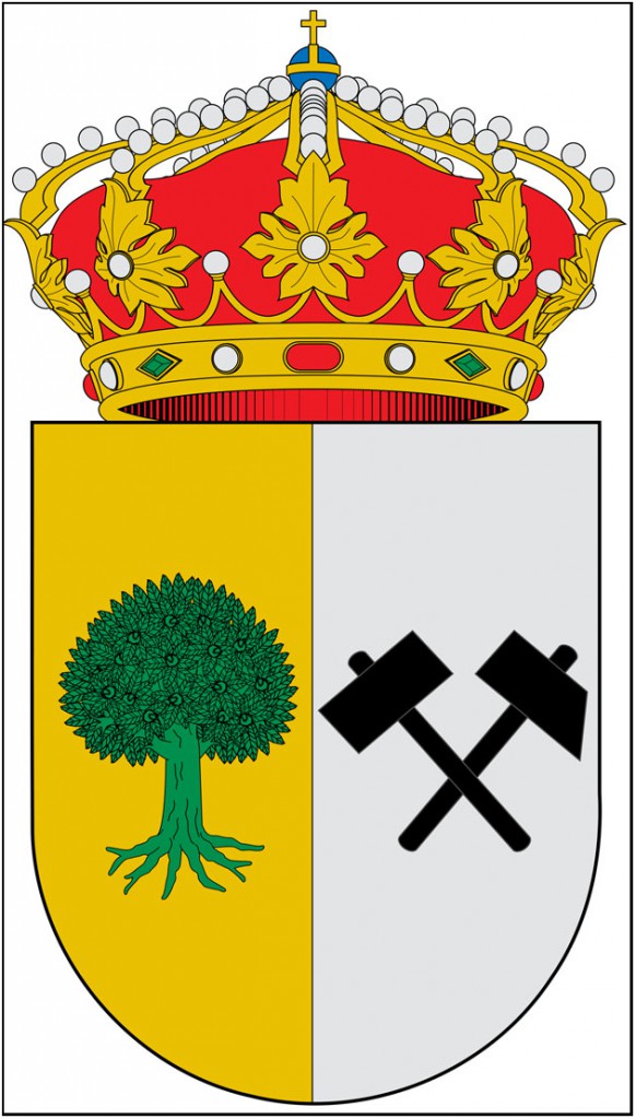 Escudo, con diversos motivos mineros, del municipio de P&aacute;ramo del Sil, Le&oacute;n, Espa&ntilde;a.