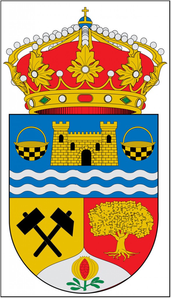 Escudo, con diversos motivos mineros, del municipio de Ser&oacute;n, Almer&iacute;a, Espa&ntilde;a.