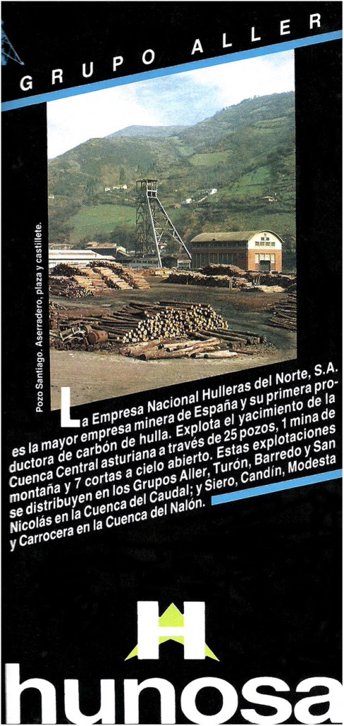 Folleto de HUNOSA sobre sus explotaciones de la cuenca del Caudal. Grupo Aller, Lena y Aller, Asturias. años 80