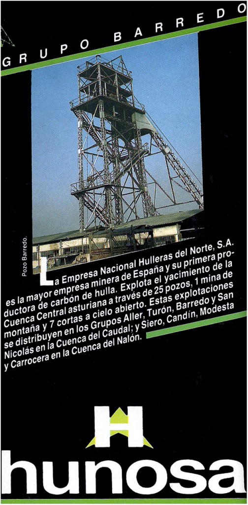 Folleto de HUNOSA sobre sus explotaciones de la cuenca del Caudal. Grupo Barredo, Mieres, Asturias. Años 90