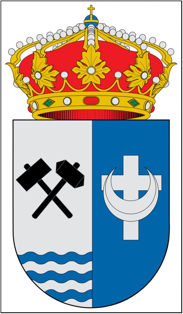 Escudo, con diversos motivos mineros, del municipio de La Lastrilla, Segovia, Espa&ntilde;a.
