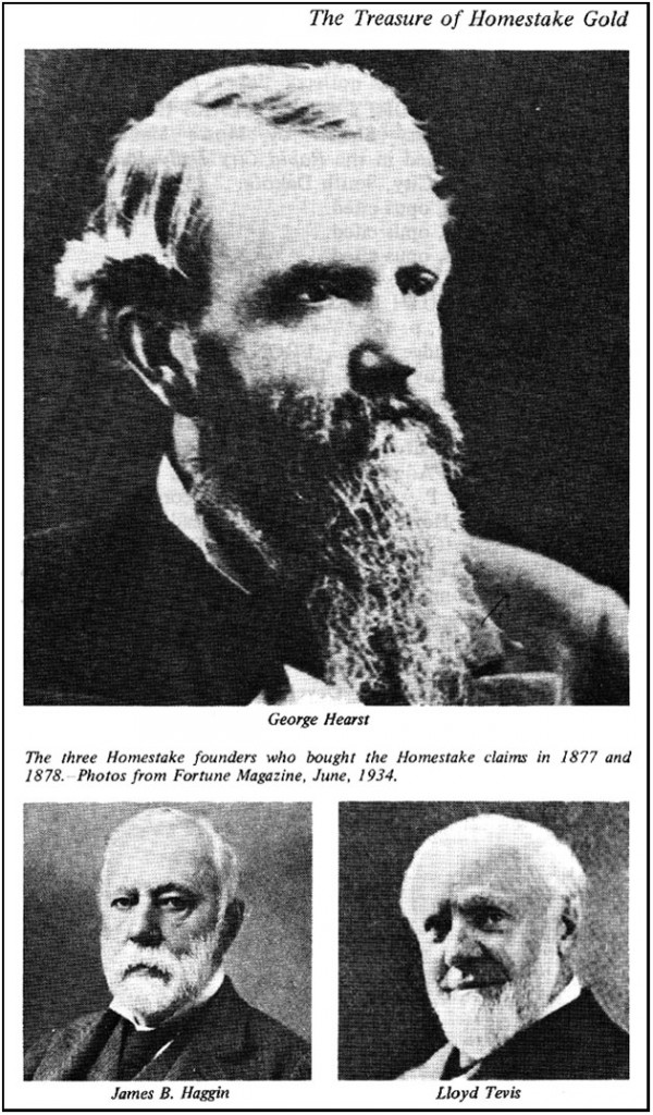 James B. Haggin, George Hearst y Lloyd Tevis, fundadores de la Homestake Mining Company, USA. A&ntilde;o 1877.