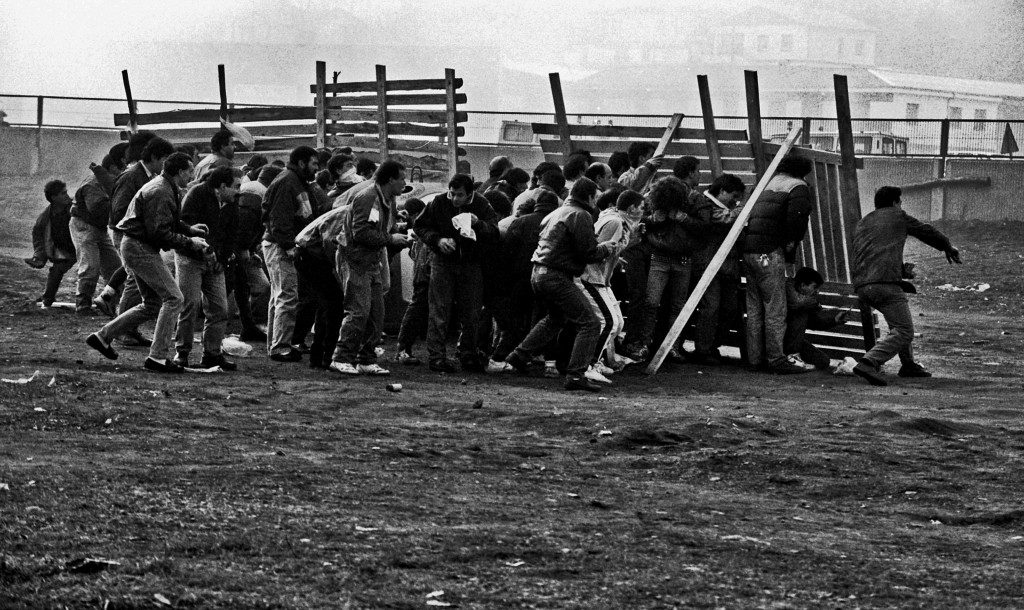 Movilizaciones mineras durante el encierro del Pozo Barredo. Mieres, Asturias. Año 1991.