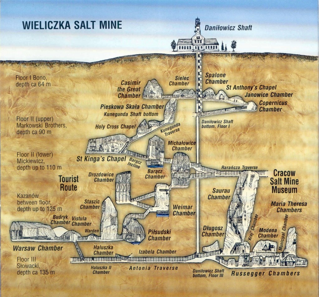 Ilustracion de las minas de sal de Wieliczka, Polonia. A&ntilde;o 1995.