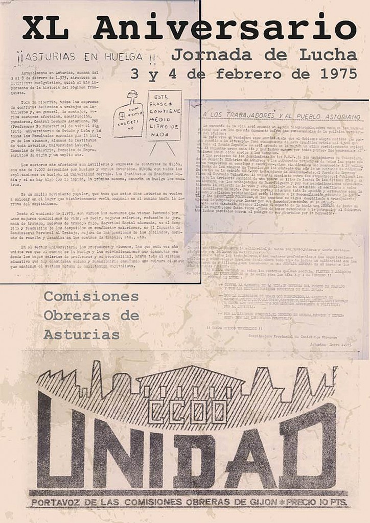 Cartel del 40 aniversario de las huelgas de Asturias. 1975-2015