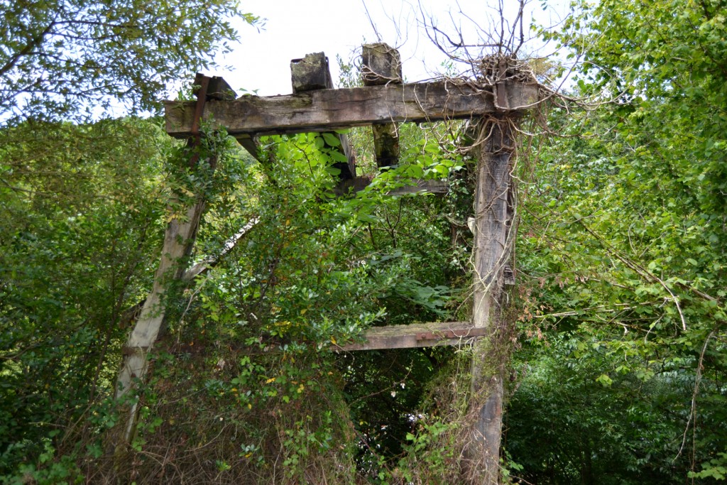 Restos del castillete de madera del pozo de mercurio San Ignacio. Olicio. Cangas de Onís. Asturias 2015