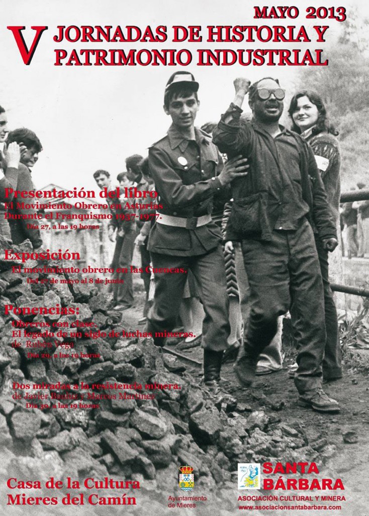Cartel de las V Jornadas de Historia y Patrimonio Industrial. Mieres. Asturias. 2013