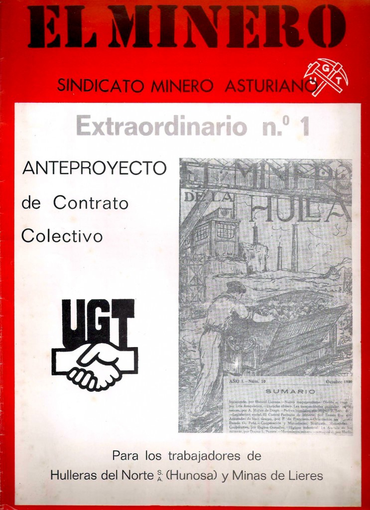 Portada de la Revista El Minero, editada por el sindicato UGT. Año 1977