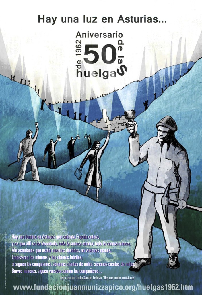 Cartel del 50 aniversario de las Huelgas Mineras de 1962, en Asturias. 1962-2012