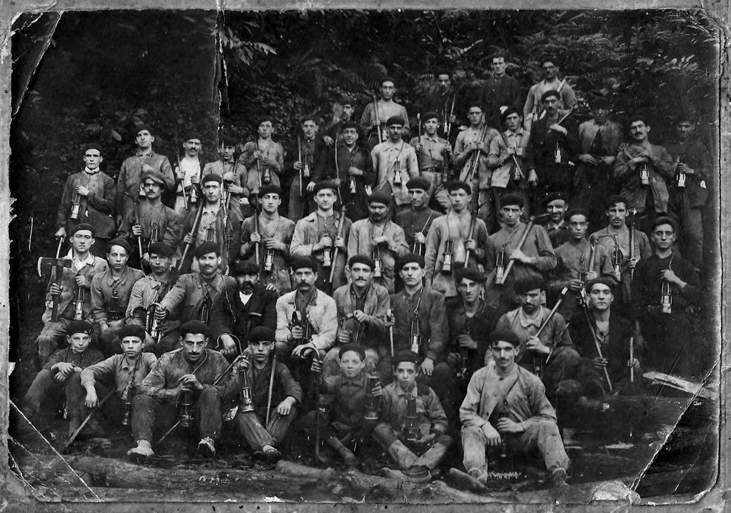 Mineros de la Mina Nicolasa, 2º piso de 9ª. Mieres. Asturias 1919