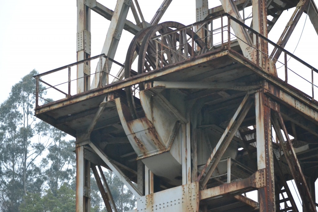 Detalle de las poleas del Pozo Polio nº 1. Hueria de San Juán. Mieres. Asturias 2016