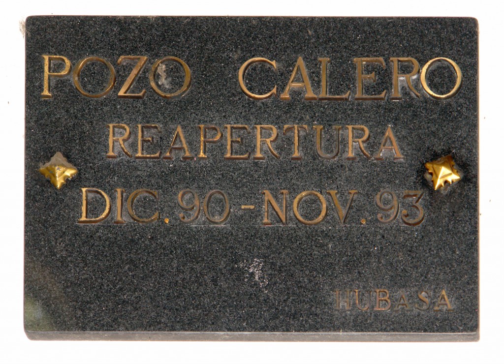 Placa en el Pozo Calero. Barruelo de Santullan. Palencia 2016