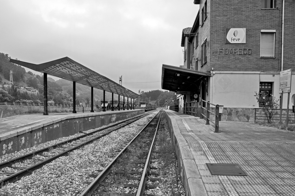 Vista de la estación de tren de FEVE. Figaredo. Mieres. Asturias 2016
