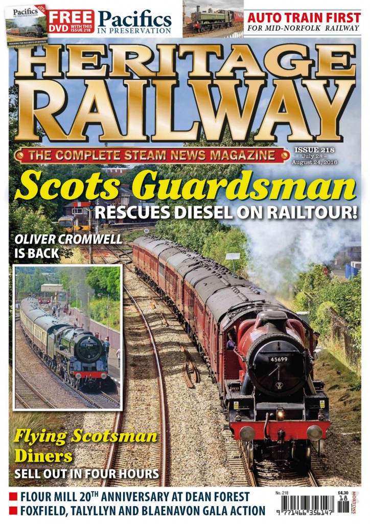 Portada de la revista Heritage Railway. Numero 218. Julio – Agosto 2016