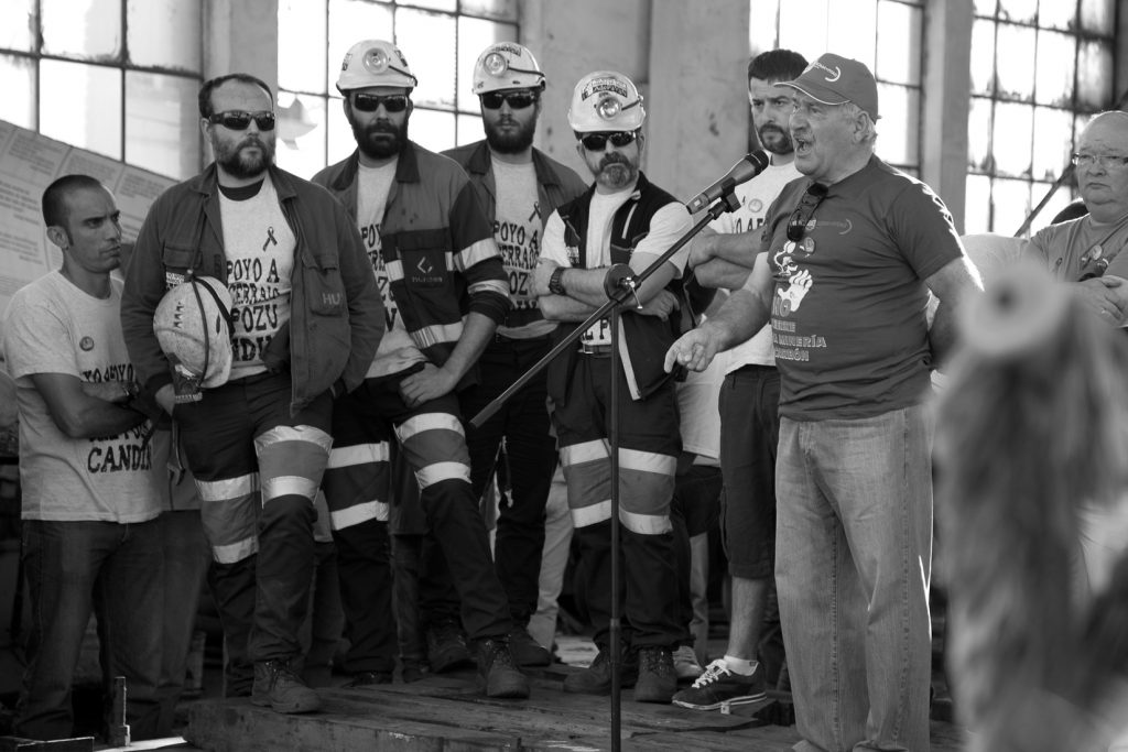 Salida de los mineros encerrados en el Pozo  Candin durante 50 días. Langreo. Asturias, 16 de Julio de 2012.