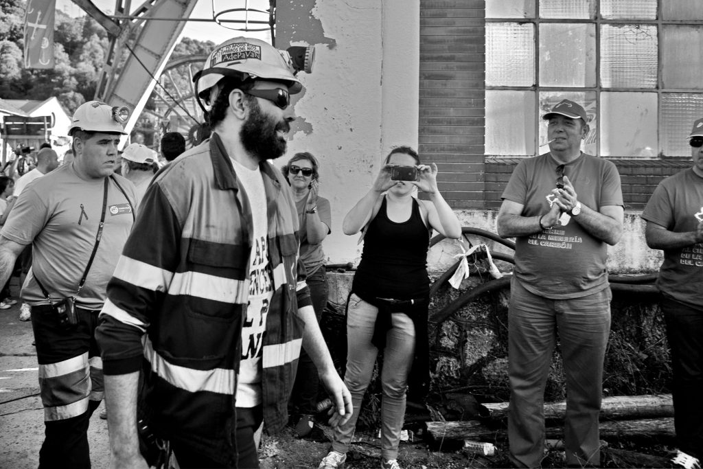 Salida de los mineros encerrados en el Pozo  Candin durante 50 días. Langreo. Asturias, 16 de Julio de 2012.