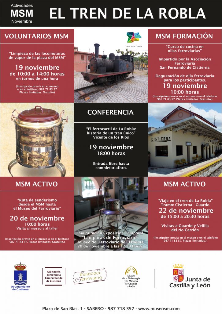 Cartel de las actividades, durante el mes de Noviembre, en el Museo de la Minería de Castilla y León. Sabero 2016