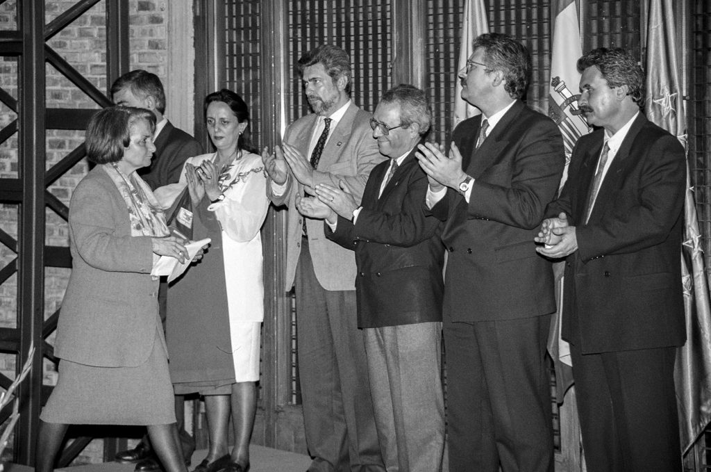 Discurso de autoridades el día de la inauguración del Museo de La minería y la Industria de Asturias. El Entrego. San Martín del Rey Aurelio. Abril 1994