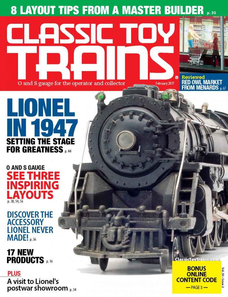 Portada de la revista Classic Toy Trains. Febrero 2017