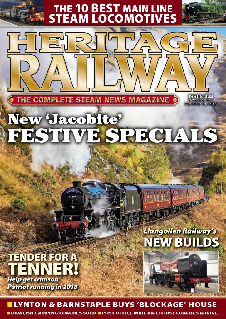 Portada de la revista Heritage Railway. Numero 222. Noviembre – Diciembre 2016