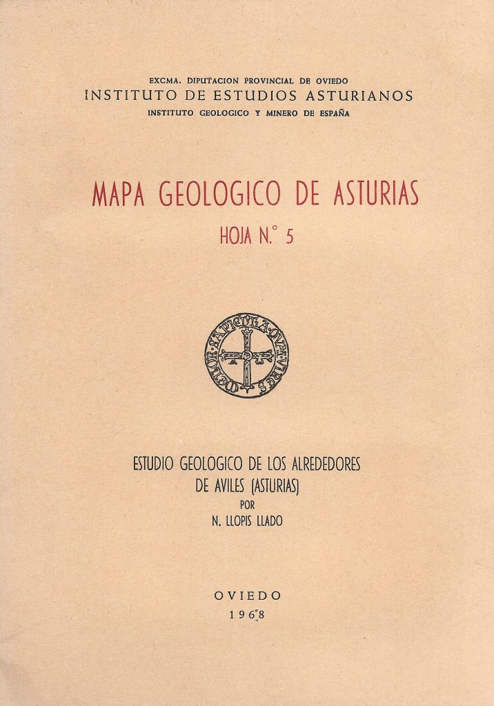 Portada del libro Mapa Geológico de Asturias. Hoja Nº 5. Alrededores de Avilés, por N. Llopis Llado. Oviedo 1968