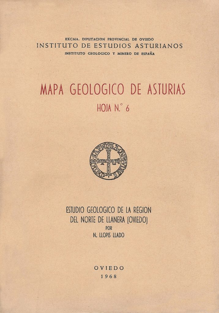 Portada del libro Mapa Geológico de Asturias. Hoja Nº 6. Norte de Llanera, por N. Llopis Llado. Oviedo 1968