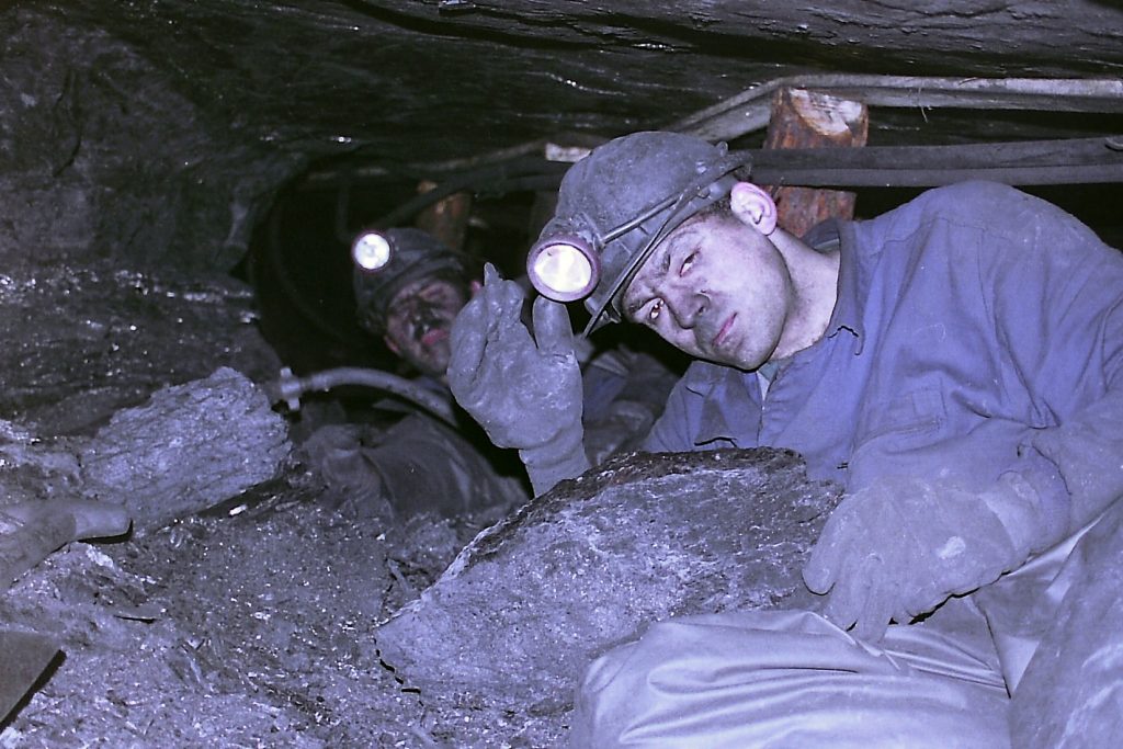 Mineros en el interior de la Mina del Valdeloso S.L. Folgoso de la Ribera. Leon 1999