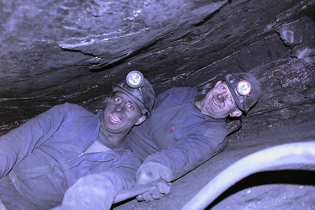 Mineros en el interior de la Mina del Valdeloso S.L. Folgoso de la Ribera. Leon 1999