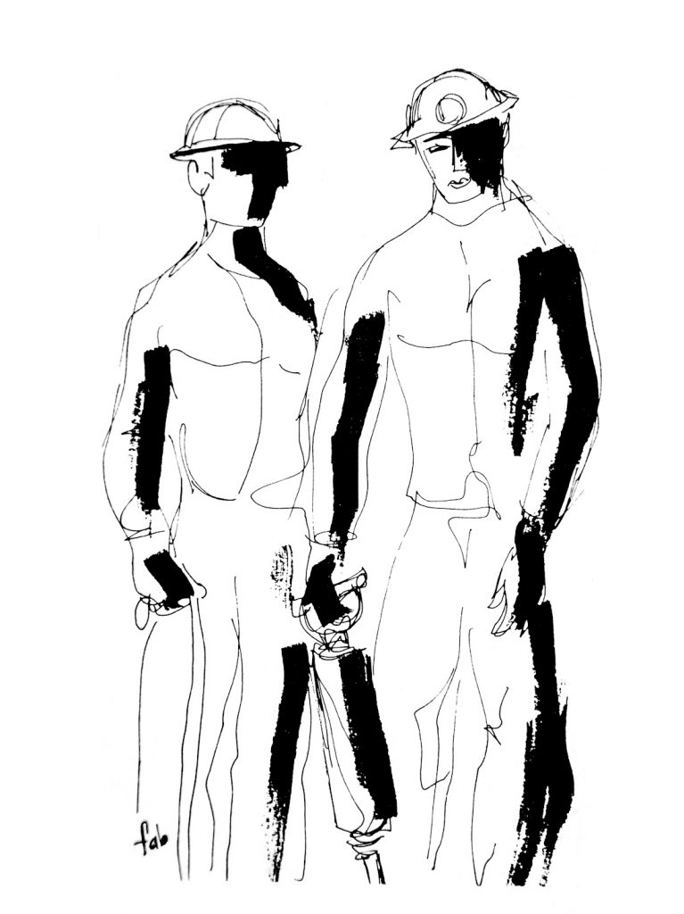 Ilustración de Falo publicada en el nº 1 de la revista Hulla, editada por HUNOSA. Asturias. Septiembre de 1969