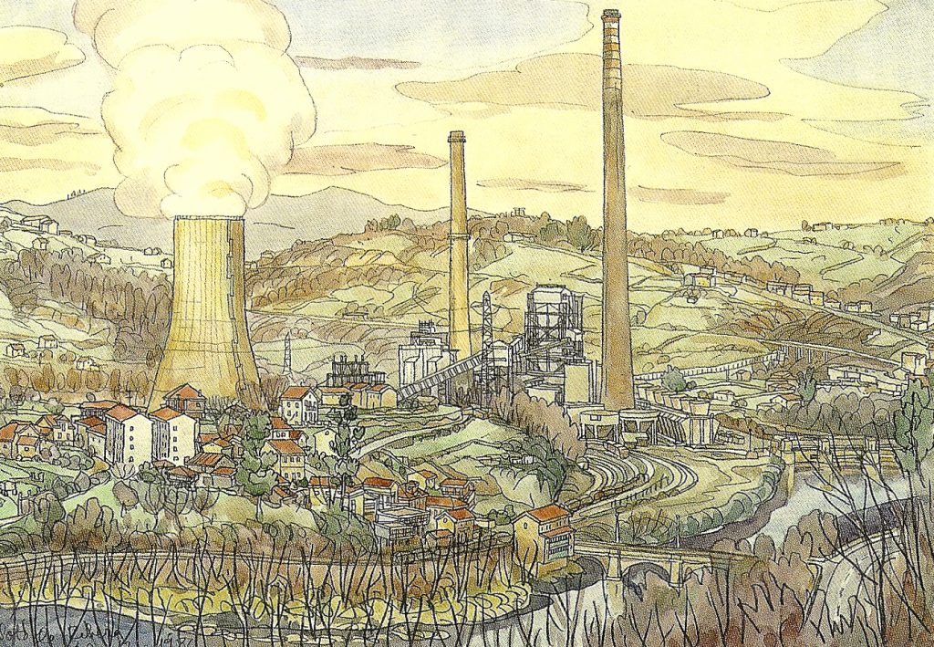 Cuadro “Central Térmica”, de Efrén García Fernández. Asturias. 1984.