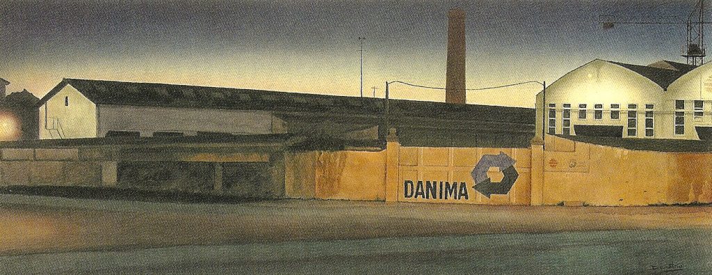 Cuadro “Nocturno en San Juan de Nieva”, de Demetrio Reigada Méndez. Asturias 2002