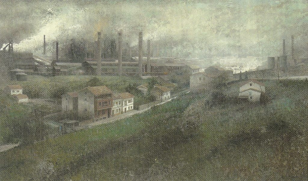 Cuadro “Paisaje industrial”, de Francisco García Fernández (Pachín). Asturias 1987