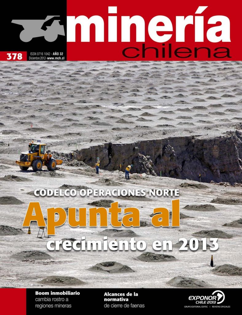 Portada de la revista Minería Chilena. Número 378, Diciembre 2012.