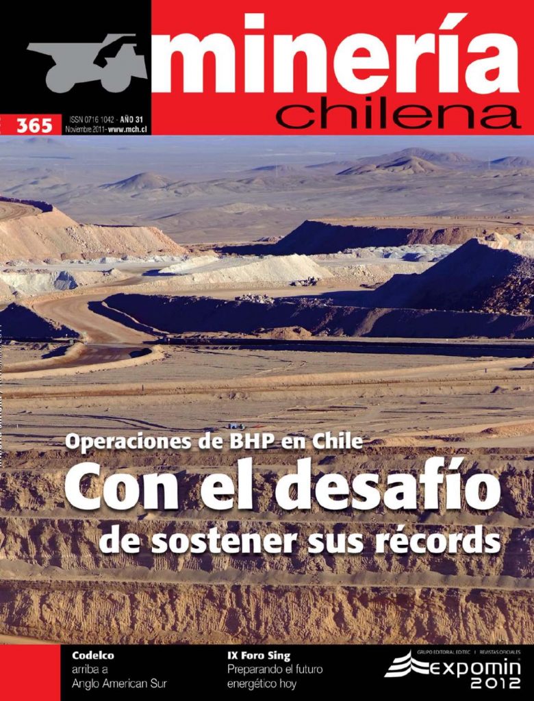 Portada de la revista Minería Chilena. Número 365, Noviembre 2011.