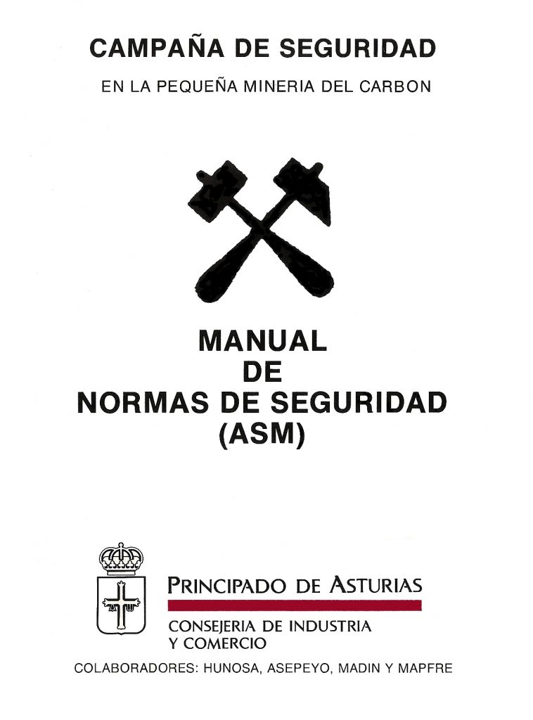 Portada del Manual de Normas de Seguridad (ASM). Asturias 1985