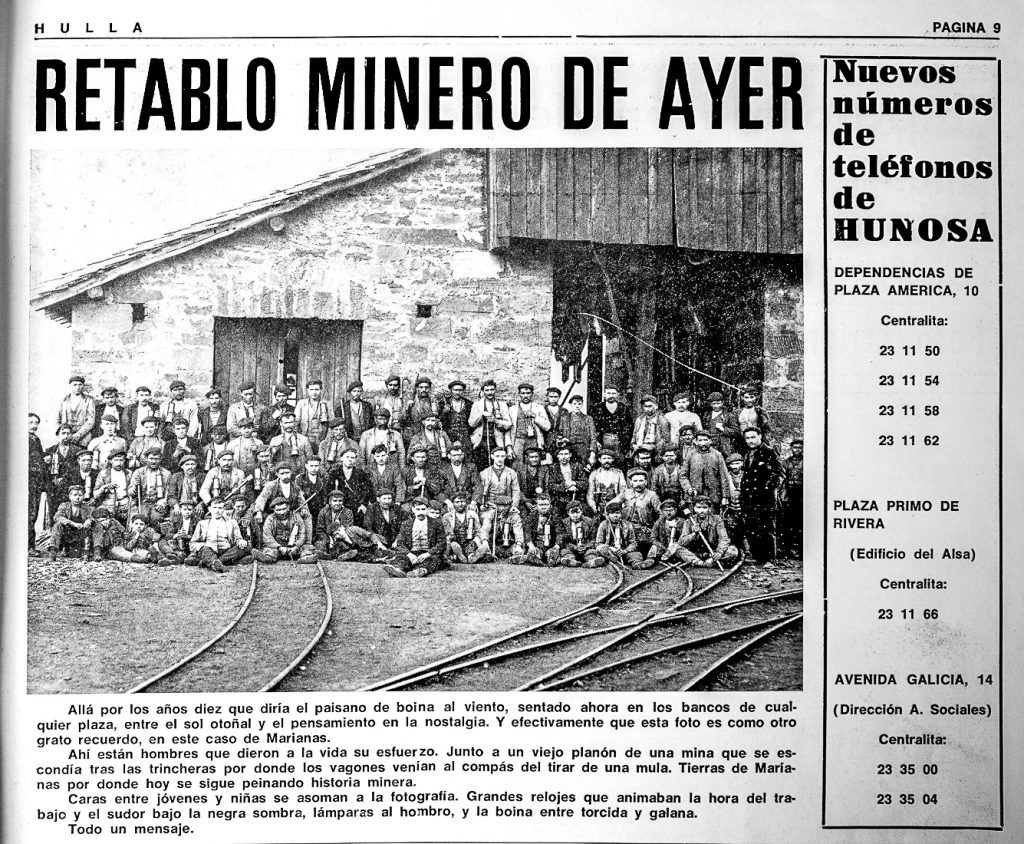 Artículo Retablo minero de ayer. Revista Hulla. Numero 1. Asturias 1969