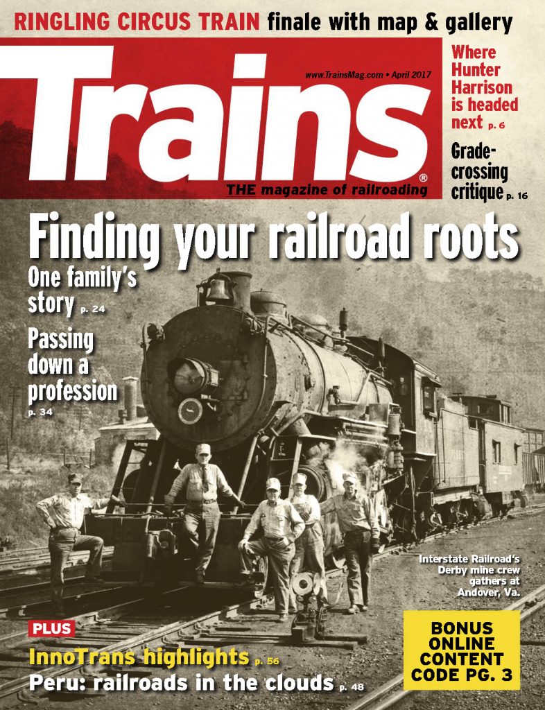 Portada de la revista Trains de Abril de 2017