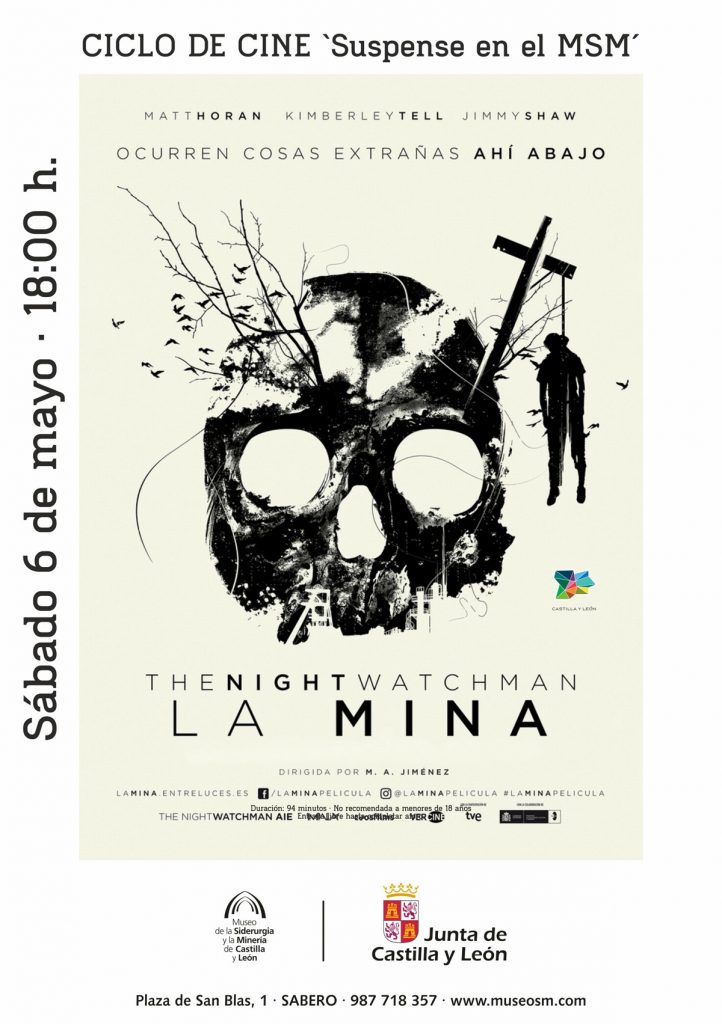 Cartel del ciclo de cine “Suspense en el MSM”. Museo de la Siderurgia y de la Minería de Castilla y León. Sabero, León. Mayo de 2017