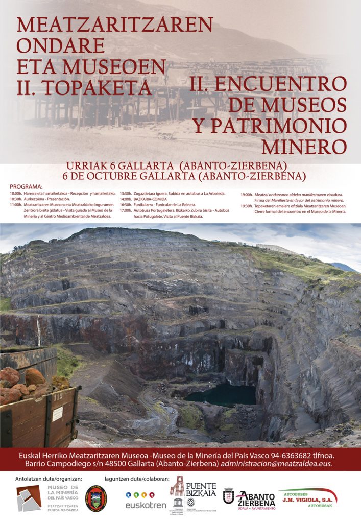 Cartel del II Encuentro de Museos y Patrimonio Minero. Gallarta. Bizkaia. Octubre de 2017