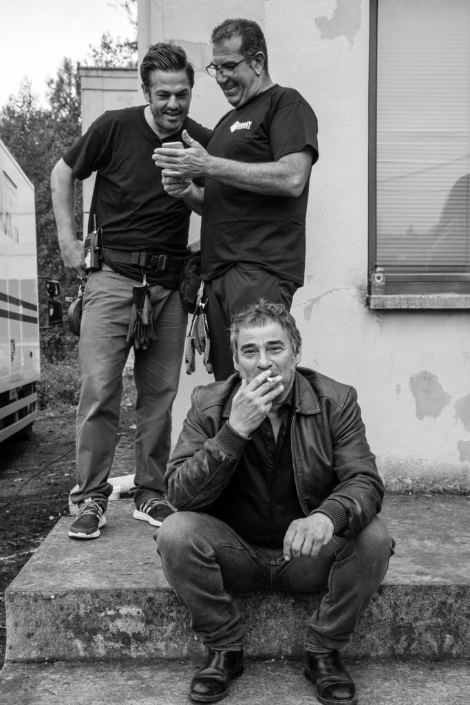 El actor Eduard Fernández durante el rodaje de la serie de TV “La Zona”. Pozo Candín. Langreo. Asturias. 2017