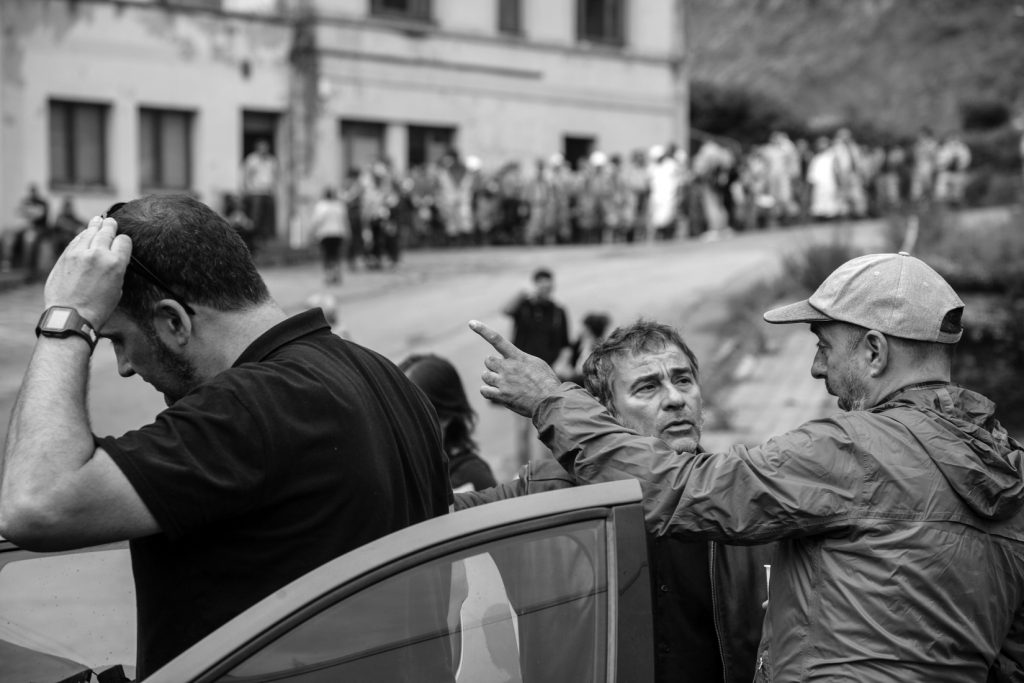 El actor Eduard Fernández durante el rodaje de la serie de TV “La Zona”. Pozo Candín. Langreo. Asturias. 2017