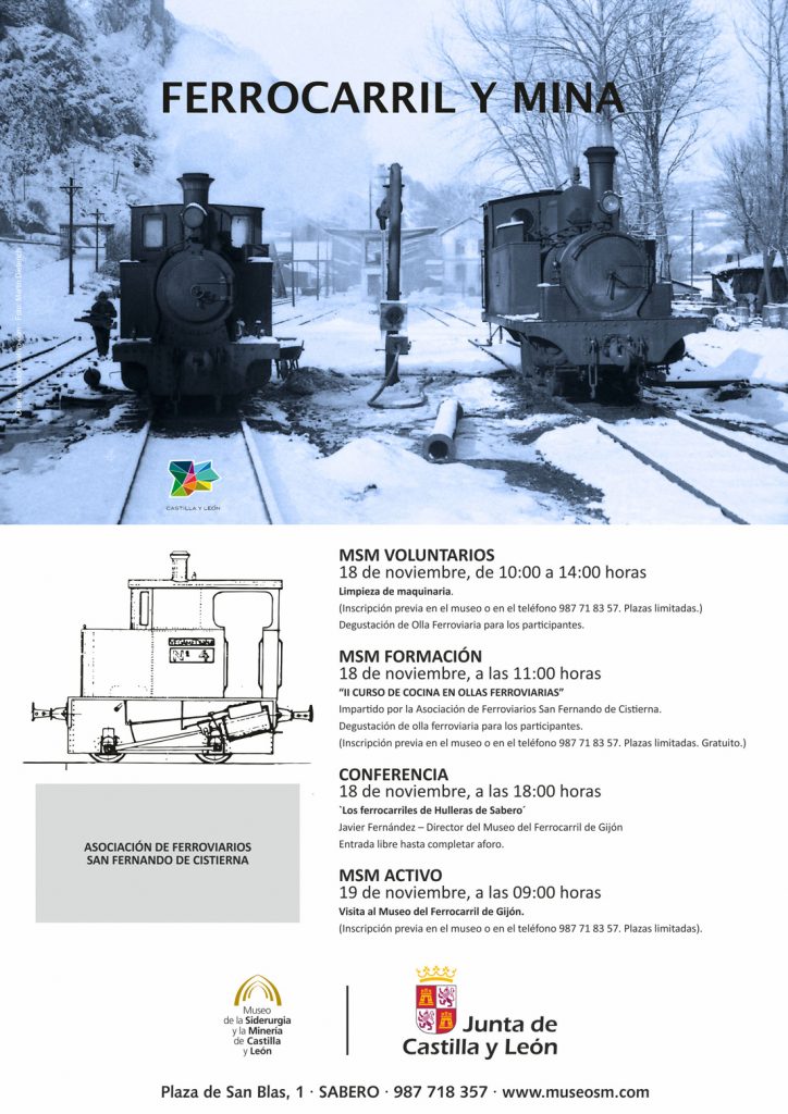 Cartel del programa de actividades “Ferrocarril y Mina” del Museo de la Siderurgia y la Minería de Castilla y León. Sabero. León. Noviembre de 2017