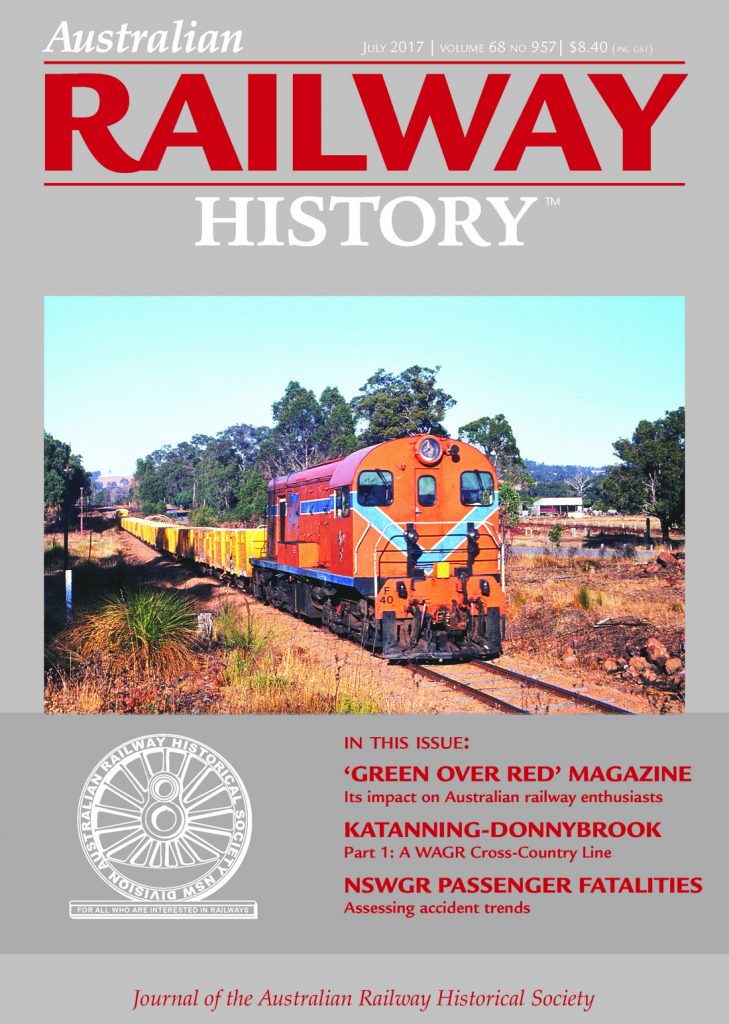 Portada de la revista Australian Railway History. Julio de 2017