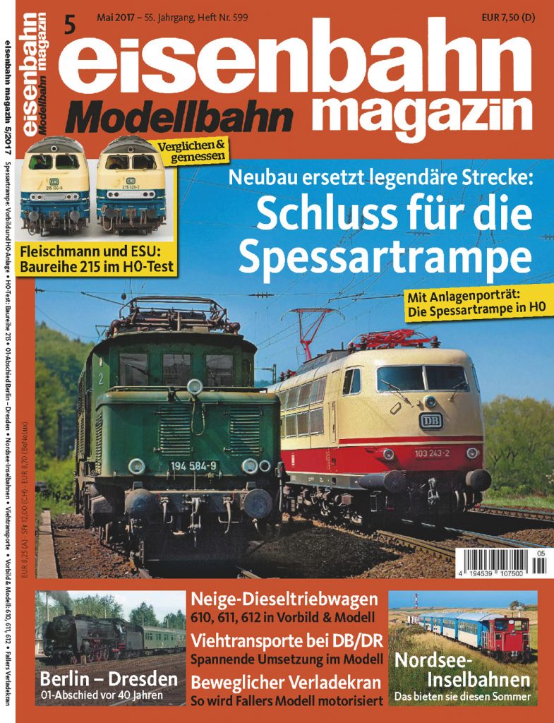 Portada de la revista Eisenbahn Modellbahn Magazin. Mayo de 2017