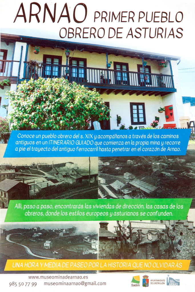 Cartel de la visita a Arnao, primer pueblo minero de Asturias. Castrillon 2018