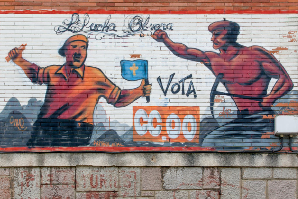 Mural sindical CC.OO. Pozo Montsacro. Morcín. Asturias. 2016.
